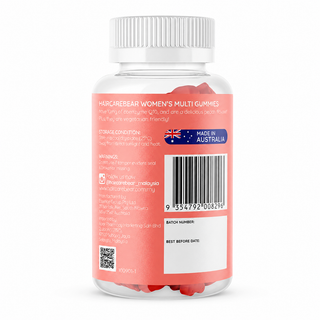 Haircarebear Women's Multi Gummies 60s side panel with supplement facts