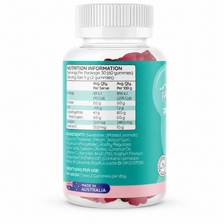 Tummiecarebear Probiotics & Beutie Gummies 60s nutrition information panel