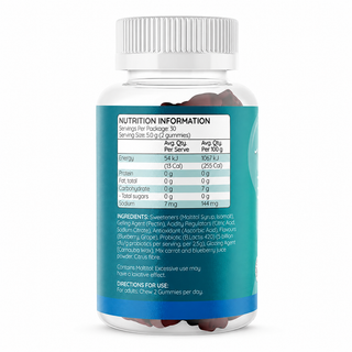 Tummiecarebear Triple Strength Probiotics Gummies 60s nutrition information panel