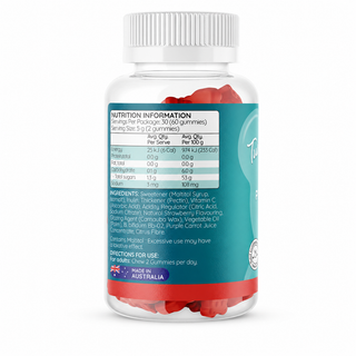 Tummiecarebear Probiotics & Tumie Gummies 60s nutrition information panel