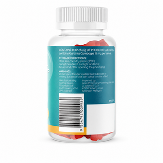 Tummiecarebear Probiotic & Slimie Gummies 60s side panel with supplement facts